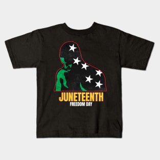 Afro American Male With Stras Freedom Day Juneteenth Kids T-Shirt